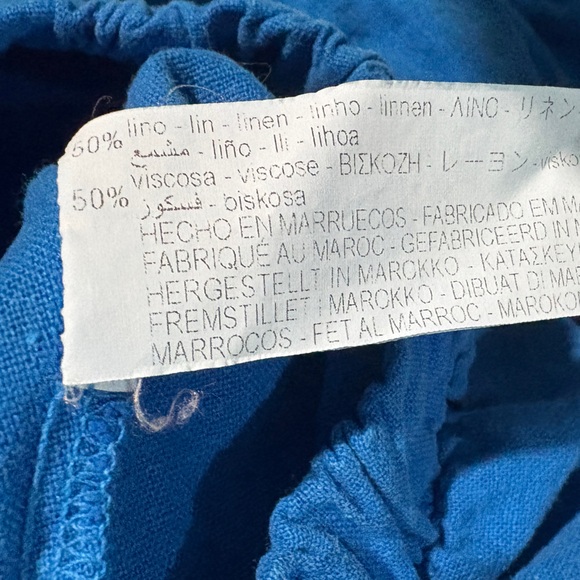 Zara Blue Open Back Linen Blend Mini Dress- Size Small - Picture 4 of 5